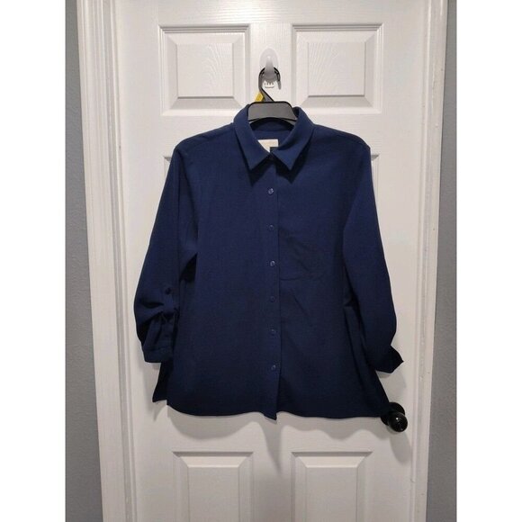 Appleseed's Wrinkle Free‎ Button Collared LS Blouse Size 18W Classic Career - Picture 2 of 2